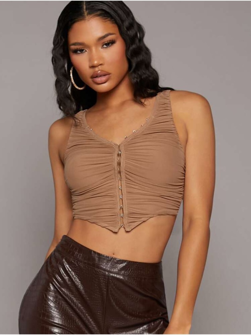 Ruched Corset Crop Tank Top
